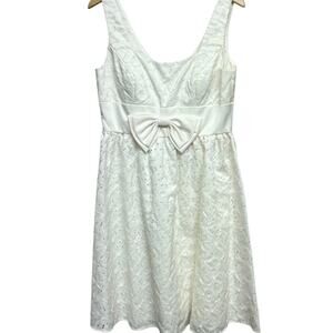 Marina Ivory Sleeveless Eyelet Party Dress With Pearl Details Size 12